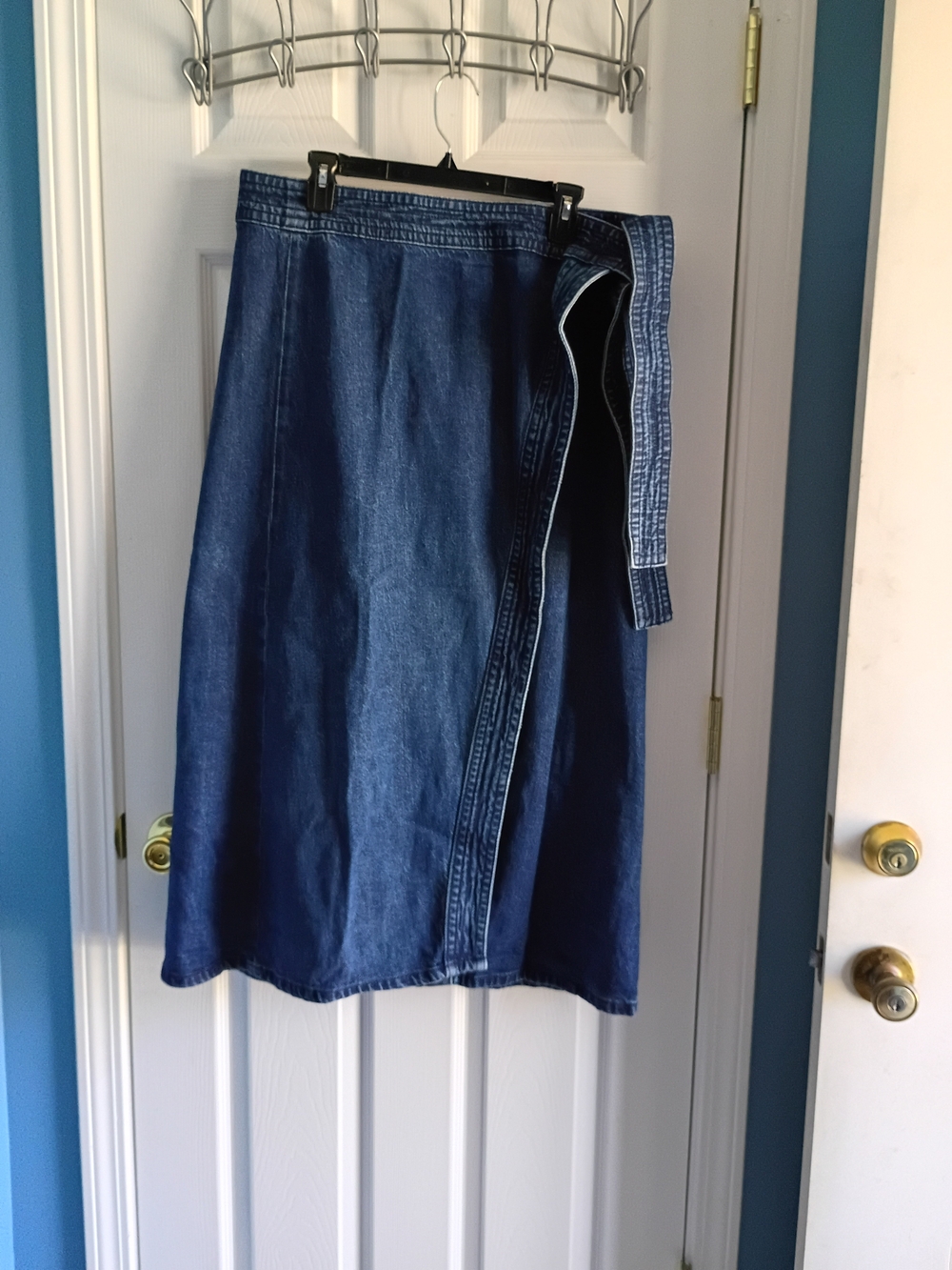 Ann Taylor Blue Denim Wrap Midi Skirt